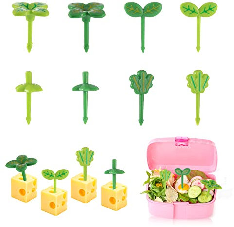 8 Stücke Mini Gabeln, Wiederverwendbare Kinder Obstgabel, Zahnstocher Dekoration Frucht Gabel Dekoration Mini Pflanzenmuster Zahnstocher für Lebensmittel Halloween, Weihnachten Party