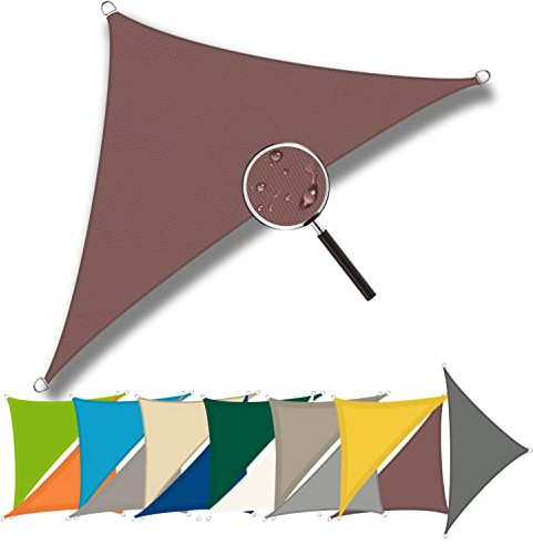 Yoosing Vela Ombreggiante 3.5x3.5x3.5m, Tenda Parasole Vela, Resistente e Traspirante con Kit di Fissaggio Professionale per Terrazza Campeggio Giardino Esterno - Braun