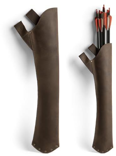 Valhalla Gear, Carquois de hanche avec boucle de ceinture, support de flèche pour tir à la cible, sports de tir à l'arc, entraînement sur cible, cuir pleine fleur, fait main, marron bourbon