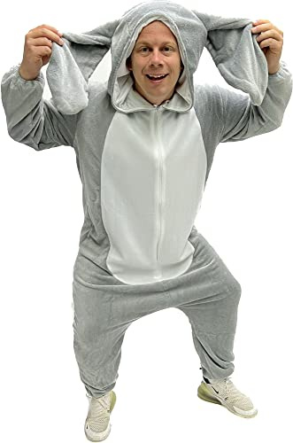 bad taste dieser Style macht geil graues Hasenkostüm für Erwachsene - Größe S-XXL für Damen und Herren - Hasen Kostüm mit Schlappohren