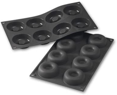 Dream' s Party Stampo in silicone alimentare di alta qualità - forma ciambelle ciambelline - 8 cavità - Ø6xh2cm - ideale per dolci, torte, tortine, semifreddi, cioccolato