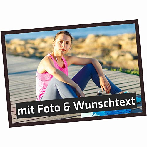 INDIGOS UG - Fussmatte außen personalisiert - Bedruckt 50x35 cm - mit Wunschtext und Foto individuell beschriftet - Fußabtreter - Türmatte - Schmutzfangmatte für Tür und Hausflur mit Gummirand