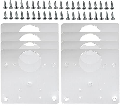 Ruidee 8 Stück Scharnier Reparaturplatte Schrankscharnier Reparaturhalterungen mit Löchern Edelstahl Scharnier Reparaturplatte mit Schrauben für Holzmöbel, Küche, Schrank, Möbel (XFB/Silber)