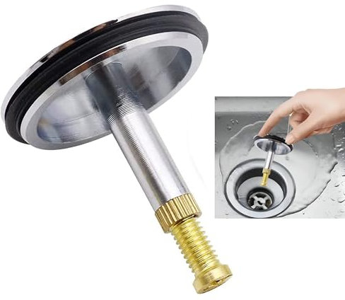 LEZED Badewannenstöpsel 43mm Silber Universal Badewanne Stopfen mit Verstellbarer Schraube Rostfrei Badewannen Stöpsel Verschluss aus Messing Badewannenstopper für Bad und Küchenspüle, 50~55mm