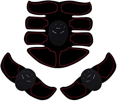 YUEYUEKE EMS Muscle Stimulator, EMS Trainingsgerät, EMS Bauchmuskeltrainer, USB-Wiederaufladbarer Tragbarer Muskelstimulator, Bauchtrainer Elektrisch für Bauch, Arm, Bein-Fitness Trainings Gang (Rot)