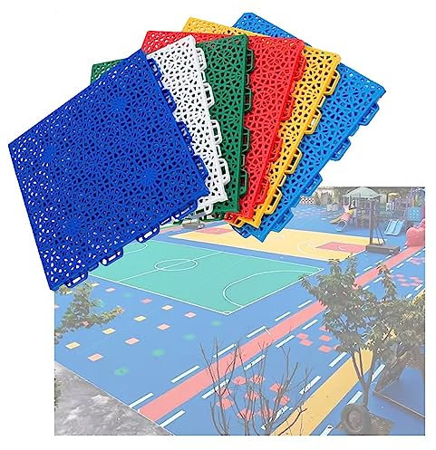 Sportboden 10 Stück modulare ineinandergreifende Bodenfliesen, wetterfester Sportboden for den Außenbereich, rutschfest und verschleißfest, 12 x 12 Zoll (Color : Light Blue)