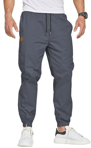 ZOXOZ Pantaloni da Lavoro Uomo Pantaloni Casual Cotone Uomo Slim Fit con Polsini alle Caviglie e Elastico in Vita con Tasche Laterali