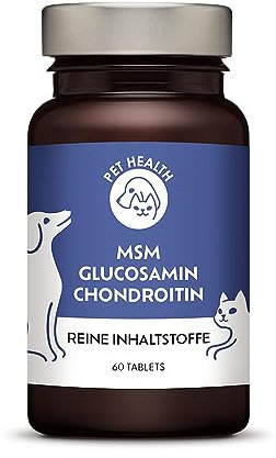 Bewegungs- und Felltabletten für Hunde Hochdosiertes Markeninhaltsstoffe MSM OptiMSM®, Glukosamin HCl GlucosaGreen®, Chondroitinsulfat ChondroPure® + Vitamin C Ester-C® - hergestellt mit Tierärzten