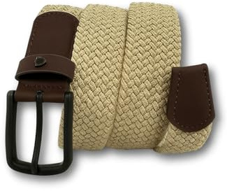 KARMA.DIEM Premium Stretchgürtel – Elastischer Nylon-Gürtel mit schwarzer eloxierter Schnalle – Unisex, flexibel & bequem – Ideal für Alltag, Beruf & Reisen – Beige Gr. L