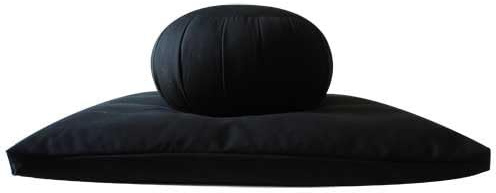 Kapok Zafu and Large Zabuton Meditation Cushion Set (2pc) (Black)
