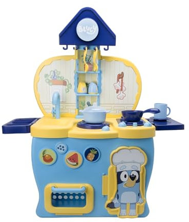 HTI Bluey Kitchen Playset for Kids Ages 2+ | Pretend Toy Kitchen with Oven, Sink, Hob & Accessories | Educational Role Play Cooking Set for Toddlers | Bluey Pretend Play Kitchen for Girls & Boys
