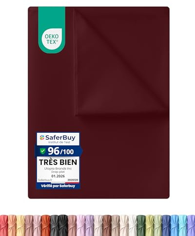Utopia Bedding Sábana Encimera, Cama 180-270x290cm - Burdeos | Certificado Oeko-Tex, Poliéster Cepillado Suave Microfibra Sábana Plana sin elástico