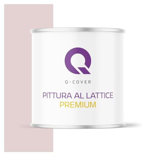 Q-COVER Vernice al lattice Lavabile 2L (circa 14m2) Polvere di Rosa Chiaro Tonalità Colore per Interni Pittura per Pareti Pittura per Soffitto Classe 2 Colore Opaco Per Allergici Resistente alla