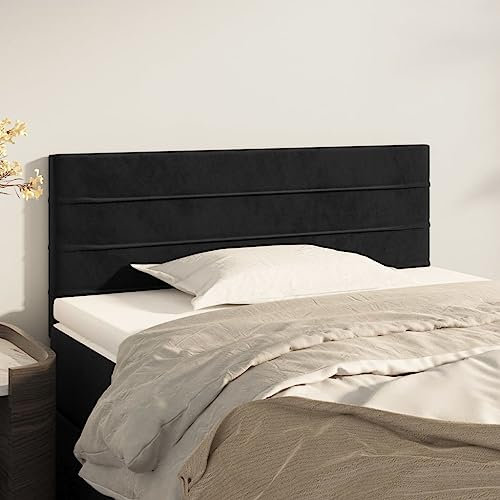 Homgoday Mobili Kopfteil Schwarz 90 x 5 x 78/88 cm aus Samt, Kopfteil, Kopfteil für Doppelbett, Rückenlehne für Bett und Sofa, Modell 346126
