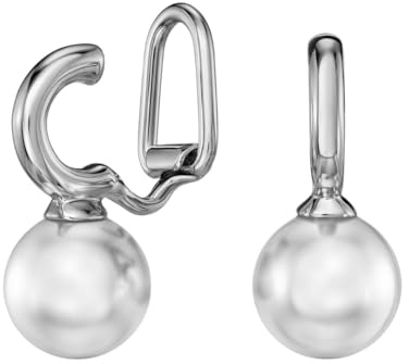 Traveller Ohrclip - Hänger - Silberfarben - Perle 10 mm - Weiß - Platiniert - 20 x 10 mm - 114300
