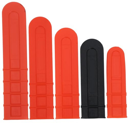 Kettensägen Schwertschutz 5 Stück 12 14 16 18 20 Zoll Kunststoff | Rot, Leicht und Wetterfest, Schutzhüllen für Schwert und Werkzeug, Fünf Größen Zufällige Farbe