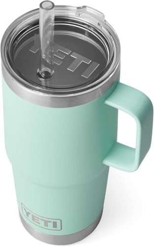 YETI Rambler Straw Mug, Stainless Steel Vacuum Insulated Mug with Stronghold Lid, Seafoam, 25 oz (739 ml)