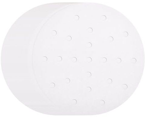 sourcing map 200pcs Air Fryer Liners 6.3 Inch Round Bamboo Steamer Liners with Holes Non-Stick Perforated Parchment Paper Sheets Disposable Steamer Paper for Air Fryers Steaming Basket, White