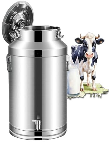 Adima 5L/9L/14L/18L Stainless Milk Bucket Milk Cans Wine Pail with Silicone Sealed Lid Milk Churn Pot Oil Storage Barrel Water Jug for Liquid Storage and Transport,5L