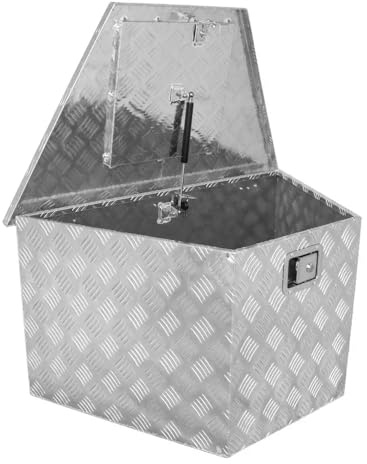 Güde GT 120-120L Boîte à outils verrouillable en aluminium pour remorque, pick-up et atelier, tôle larmée avec amortisseur