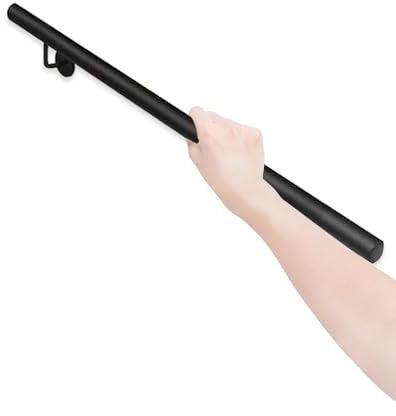 Gaommini Barandilla de Escalera de Hierro Forjado - Pasamanos de Escalera Barra de Apoyo para Interiores y Exteriores Pasamanos de Pared Seguridad Antideslizante, Negro(80cm)