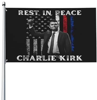 Bandera de homenaje a Charlie Kirk, bandera republicana con banderas de Charlie, letrero de jardín de 3 x 5 pies