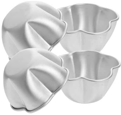 FONDOTIN Molde de Aluminio para Tartaletas de Huevo y Cupcakes Antiadherente Mini Tamaño 4 Piezas Adecuado para Hornear Pudín Muffins y Postres Caseros