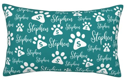 Custom Dog Name Pillowcase and Paw Prints 20x30(75x50cm), Pet Name Cushion Covers Two-Sides Printed Customized Queen Pillow Cover for Kids Women Men Pet Cat Lovers (NO Pillow Insert)