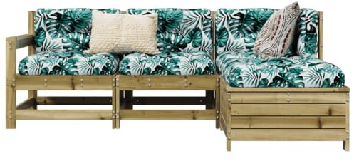Ziaphsol 4-TLG. Garten-Sofagarnitur Kiefernholz Imprägniert, Langlebiges Terrassenmöbel Set, Modulares Design für Balkon & Außenbereich, Robustes Holz Lounge-Set