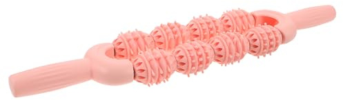 WATIIFUFU Bâton de Massage pour Jambes à Picots, Rouleau Musculaire Portable pour Mollets, Bâtonnet de Relaxation Musculaire Rose Cerisier à 8 Rouleaux, Outil Manuel pour Yoga