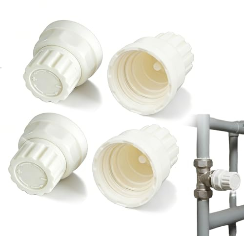 Zyrtkeriom Bouchon Radiateur, 4 Pièces Bouchons De Radiateur Blancs En Plastique À Emboîtement, Accessoire Compatible Pour Manivelle De Manomètre De Chauffage Au Sol (Longueur Standard)