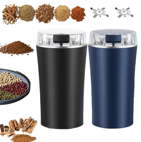 Molinillo Doméstico De Molienda Fina, Molinillo Eléctrico Para Café Y Especias, Máquina Para Mezclar Y Pulverizar Multigranos, Especias, Frutos Secos, Hierbas Y Granos (Azul+Negro)
