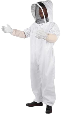 AKLOSIPY Professionella Biodlarhandskar，Bomullsbiodlarskyddsutrustning Jumpsuit för Vuxen (XXL)