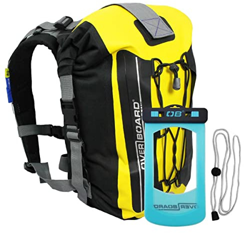 OverBoard Premium Waterproof Backpack | 20 Liter Floating Pack | 100% Waterproof Dry Bag with 2-Way Roll Top Sealing System (Yellow)