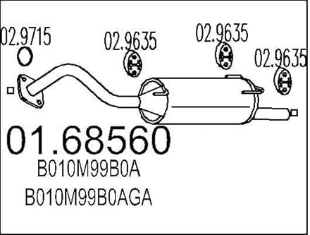 MTS Silencieux arrière Pot d'Échappement 01.68560