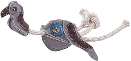 Knuffelwuff 13898-002 Robustes Hundespielzeug Wildleder Geier mit Seil groß, 50 cm