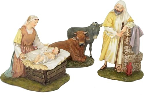 Ferrari & Arrighetti Figuras Belén Nacimiento con 5 personajes, Colección Martino Landi para pesebre, 12 cm
