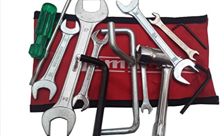 LAMBRETTA HANDY TOOLKIT & RED OR BLACK POUCH 13 PC PROP, PLUG SPANNER, SCREW DRIVER NEW