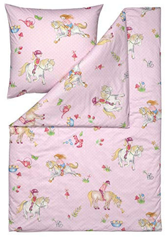 ESTELLA Mako Interlock Jersey Kinderbettwäsche Lena rosa 100x135 cm + 40x60 cm