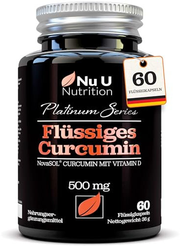NovaSOL® Curcumin - Liquid Turmeric with Vitamin D - 60 Vegetarian Capsules - 185x More Bioavailability - High Strength Tumeric Supplement - Made in The UK - Nu U Nutrition