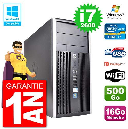 PC HP 6300 MT Intel Core i7-2600 RAM 16Go Disque 500Go Graveur DVD WiFi W7 (Reconditionné)
