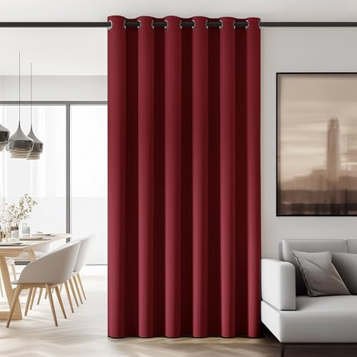 Deconovo Super Soft Window Treatment Thermal Insulated Wide Width Ring Top Blackout Curtain for Livingrom 80 x 84 Inch Red 1 Panel