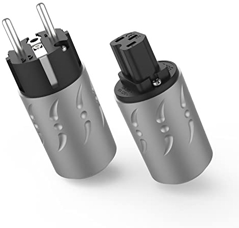 Viborg VE502R+VF502R High End Schukostecker Netzstecker+HiFi Kaltgerätestecker (Reines Kupfer Rhodinierte)