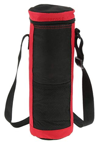Thermotasche für Flaschen, Getränke, Wein, 2 l, mit Gurt, Rot