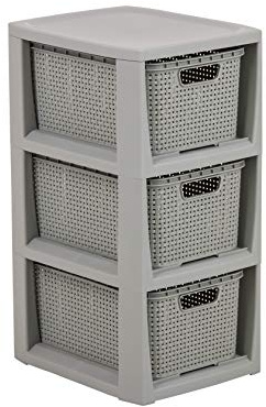 BranQ - Home Essential hylla i rotting design, BPA-fri plast PP, ljusgrå, 29,5 x 24 x 48,7 cm, 3 korgar