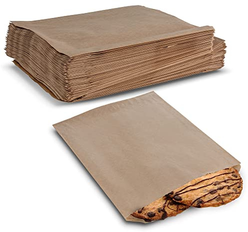 MT Products Lot de 100 sachets de boulangerie en papier kraft résistant à la graisse 16,5 x 2,5 x 20,3 cm