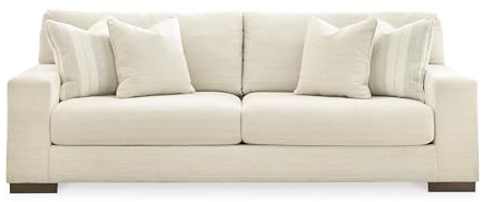Signature Design by Ashley Maggie Contemporary Upholstered Sofa with Accent Pillows, Off-White