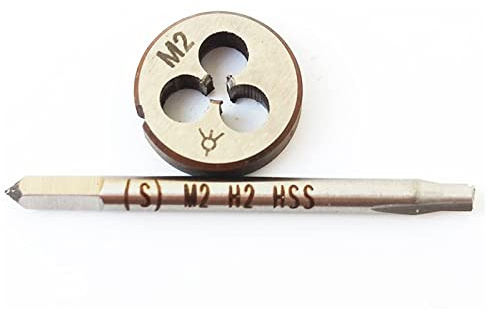 HUAZHICHUN 1 x M2 x 0,4 mm Gewindebohrer + 1 x M2 x 0,4 mm Schneideisen, HSS-Gewindebohrer und Schneideisen-Set, Rechtshänder