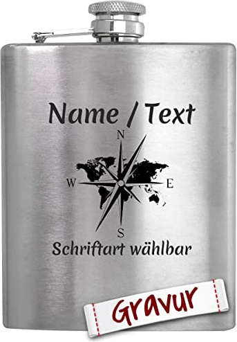 Camping Geschenk Flachmann mit Gravur/Spruch personalisiert, Outdoor Camper Geschenke für Männer/Papa/Opa/Ehemann, Reise Geschenkidee zum Geburtstag, Vatertag