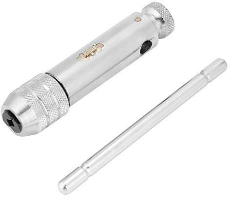 T-Griff Ratschendrahtzieher, Werkzeughalter mit Gleitgriff für Gewindebohrer M5-M12, Verstellbarer Ratschen-Windeisenschlüssel mit T-Griff für Gewindebohrer- und Matrizensatz(M5-M12)